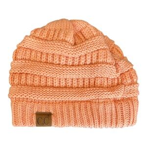 C.C Slouchy Cable Knit Beanie in Peach